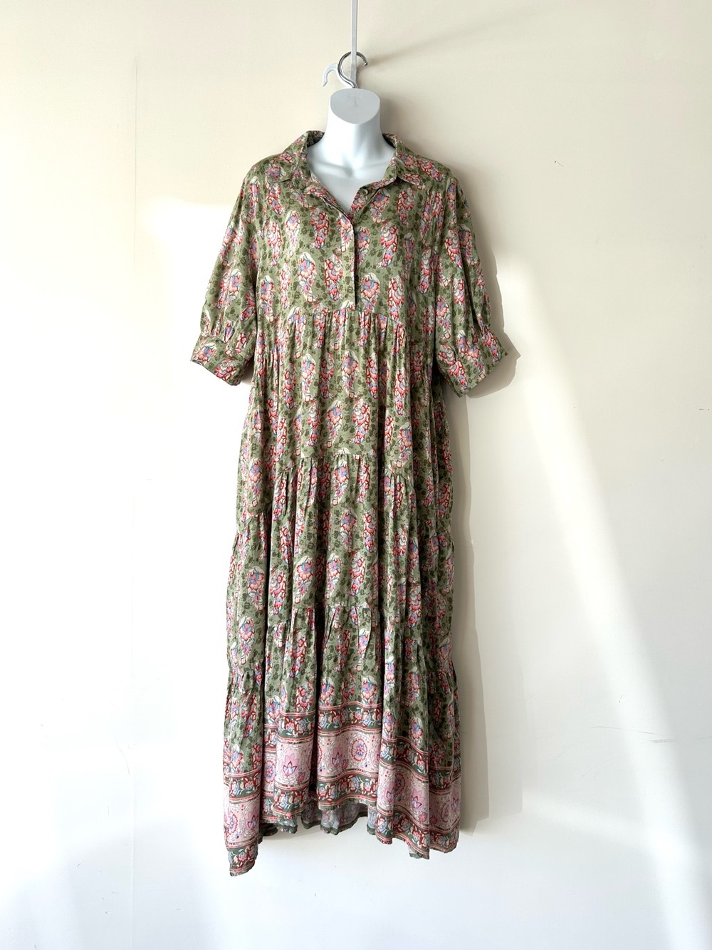 NEW Natural Life Tiered Maxi Dress XL Green Floral Coquette Cottagecore Garden